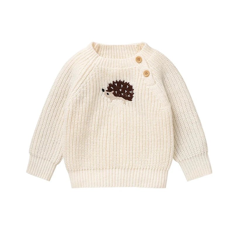 Hedgehog Embroidered Knit Sweater (6M - 3Y) - Mimou Babywear