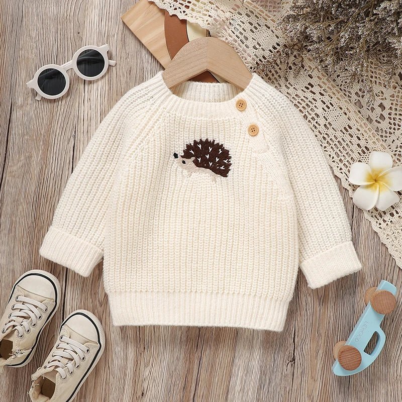 Hedgehog Embroidered Knit Sweater (6M - 3Y) - Mimou Babywear