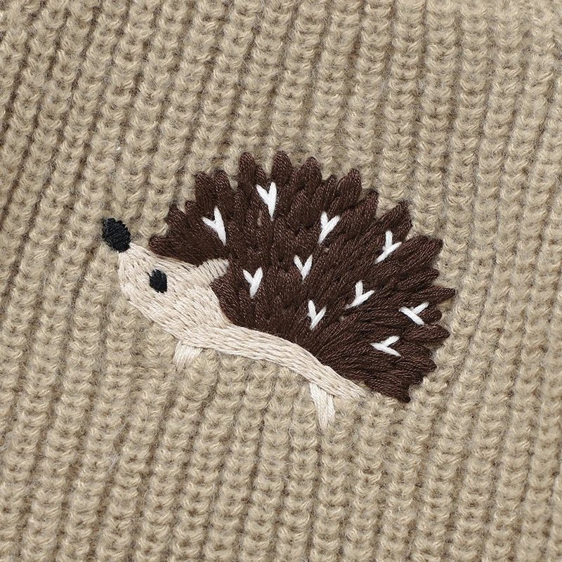 Hedgehog Embroidered Knit Sweater (6M - 3Y) - Mimou Babywear