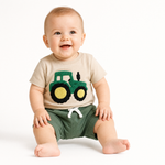 Baby Boy Truck Embroidery 2-Piece Set – Cotton Short Sleeve Top & Elastic Shorts (6-36M)    Mimou Babywear