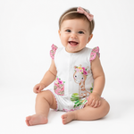Pink Giraffe Baby Girl Sleeveless Romper (0–18M)    Mimou Babywear