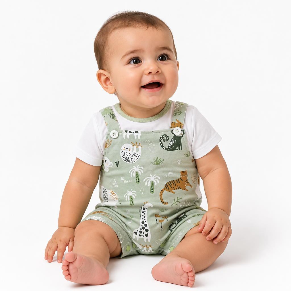 Baby Zoo Print Romper Set – Soft Two-Piece Style Outfit (0–18M)    Mimou Babywear