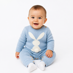 Knitted Baby Bunny Romper – Warm Long Sleeve Jumpsuit (3–24M)    Mimou Babywear