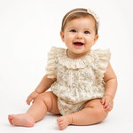 Retro Floral Ruffled Romper (3-24M)    Mimou Babywear