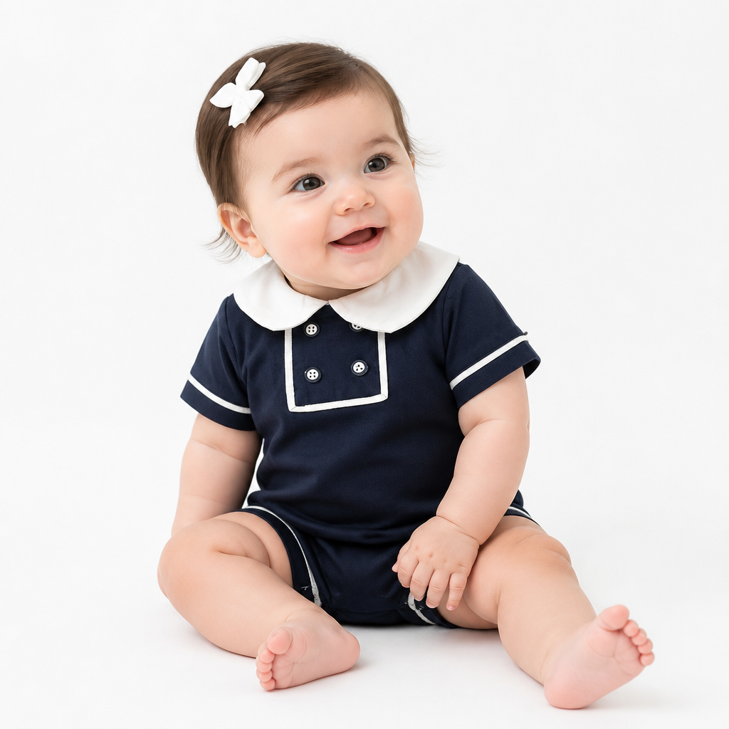College Style Doll Collar Romper (3-24M)    Mimou Babywear