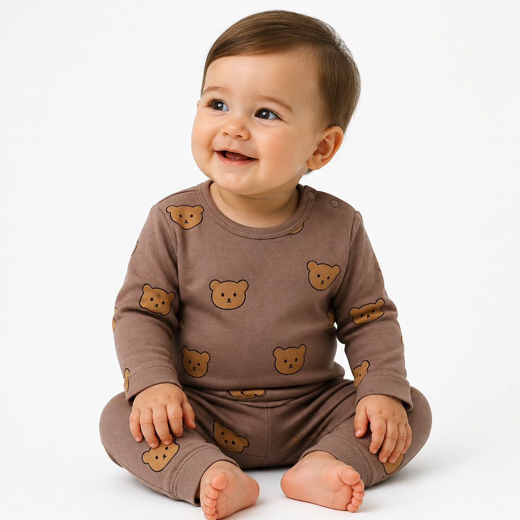 Bear Print Cotton Pajama Set (2-Piece, 0M-24M)    Mimou Babywear