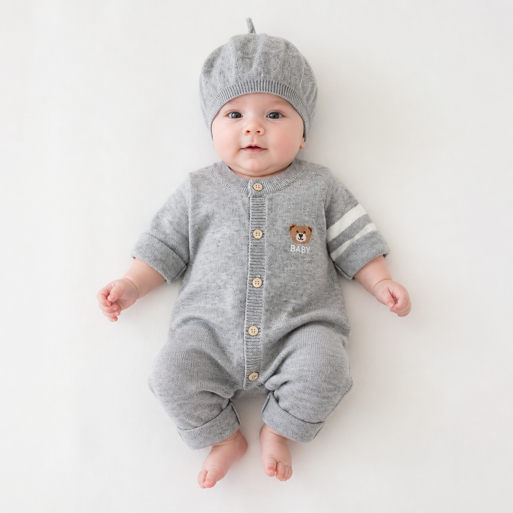 Gentle Touch Cotton Set with Hat (3-18M)    Mimou Babywear