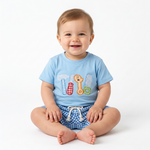 Little Handyman Summer Set – Embroidered Tee & Plaid Shorts (12–36M)    Mimou Babywear