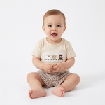 Baby Boy Farm Animals 2-Piece Set – Cotton Short Sleeve Top & Plaid Shorts (12-36M)    Mimou Babywear