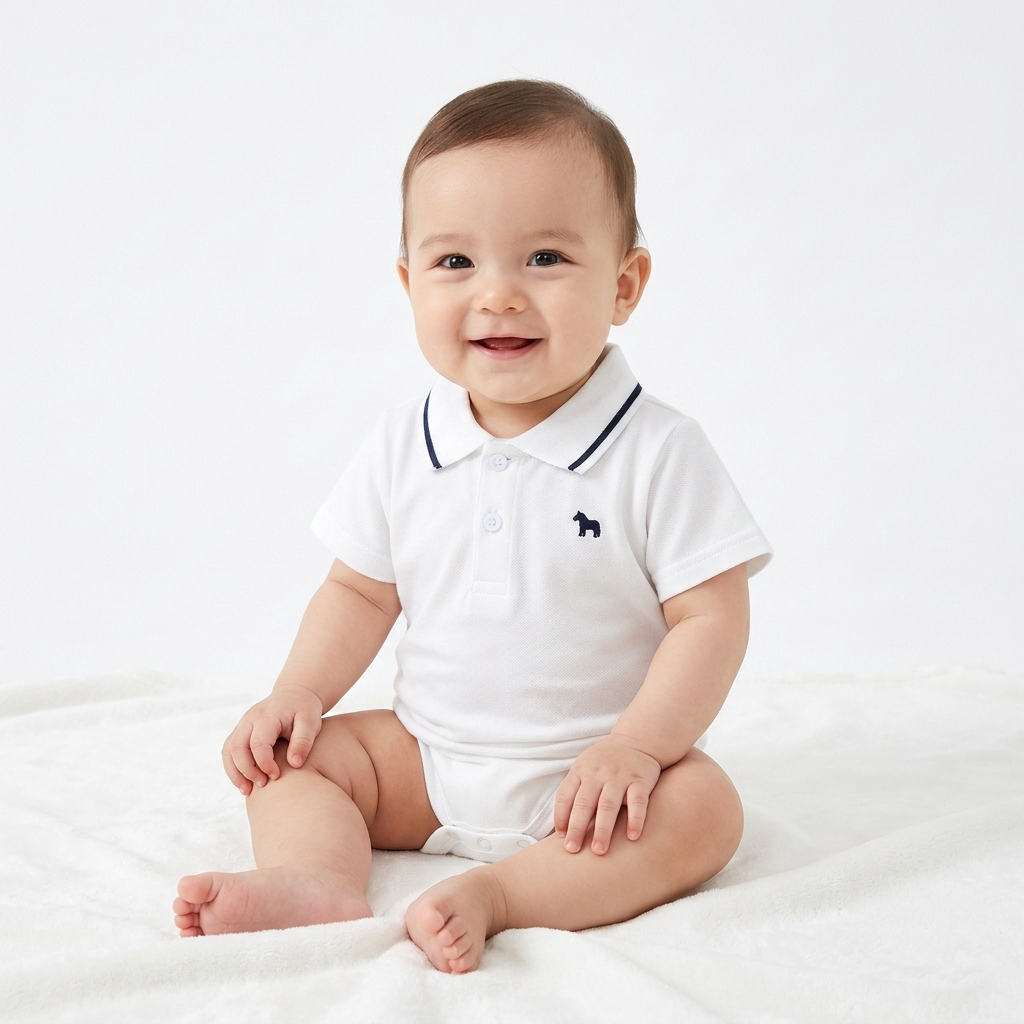 Little Polo Romper Embroidered Horse baby lifestyle photo