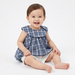 Blue Plaid Collar Top & White Shorts Set toddler lifestyle photo