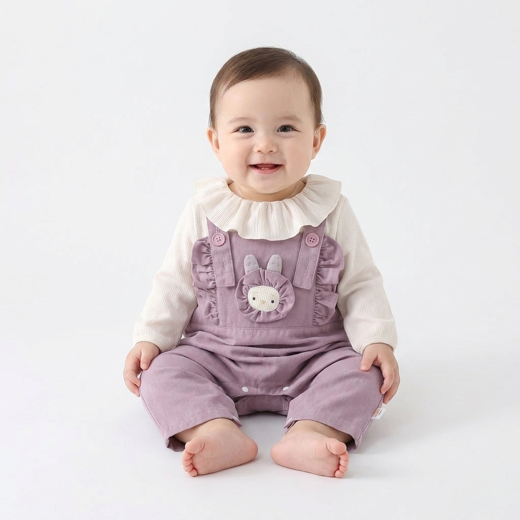 Lavender Bunny Dungaree Set baby lifestyle photo