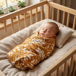 Botanical Print Muslin Swaddle Blanket lifestyle photo nursery