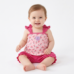 Cherry Heart Smocked Top & Bloomer Shorts Set baby girl lifestyle photo