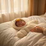 Little Duck Star Sleeping Bag newborn cozy morning bed cinematic lifestyle photo