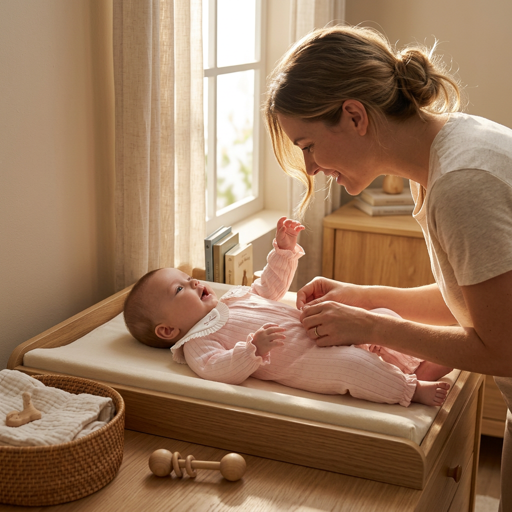Pink Pointelle Sleepsuit family scene A