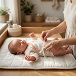 Jungle Animal Print Kimono Wrap Top newborn nursery changing mat lifestyle photo