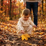 Polka Dot Lace Collar Blouse Pants Set toddler girl autumn park lifestyle photo