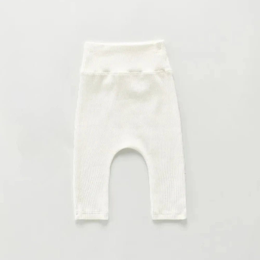 High - Waist Cotton Baby Leggings – Soft Solid Color Essentials (3 - 24M) - Mimou Babywear