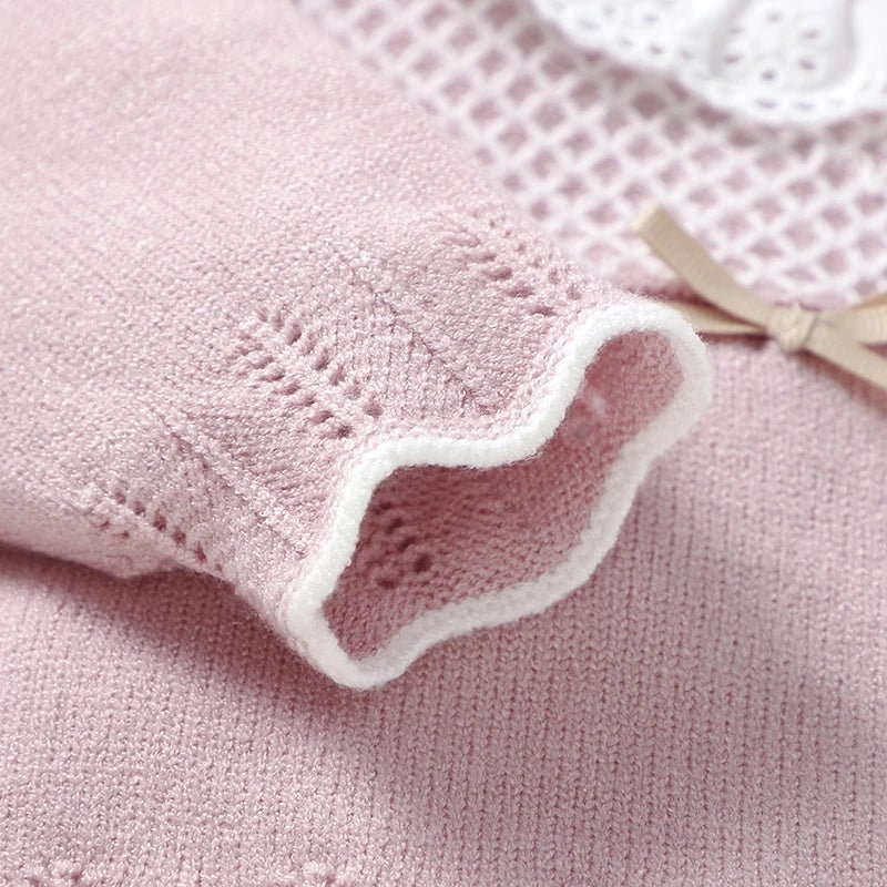 Knitted Baby Girl Outfit Set – Long Sleeve Top & Pants (0–12M) - Mimou Babywear