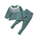 Knitted Baby Girl Outfit Set – Long Sleeve Top & Pants (0–12M) - Mimou Babywear