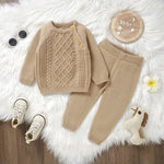 Knitted Baby Outfit – Long Sleeve Pullover + Soft Pants | 2 - Piece Set for Boys & Girls (0–18M) - Mimou Babywear