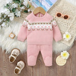 Knitted Baby Sweater & Footed Pants Set – Soft Long Sleeve Pullover + Warm Trousers | 2 - Piece Outfit (0–9M) - Mimou Babywear