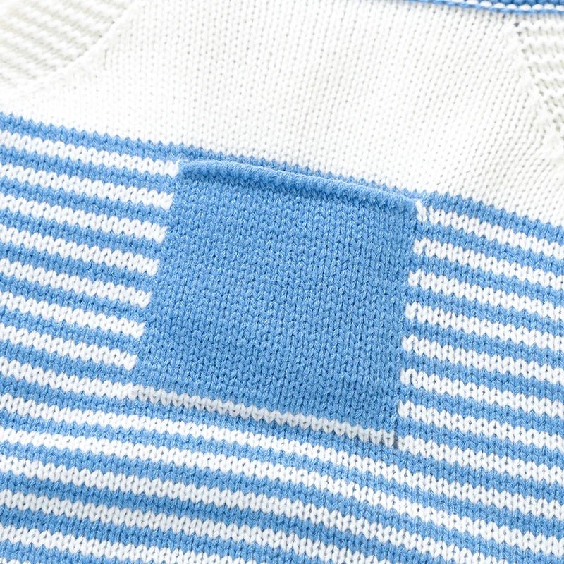 Knitted Blue Baby Romper (0–24M) - Mimou Babywear