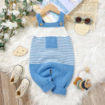 Knitted Blue Baby Romper (0–24M) - Mimou Babywear