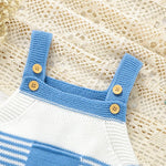 Knitted Blue Baby Romper (0–24M) - Mimou Babywear