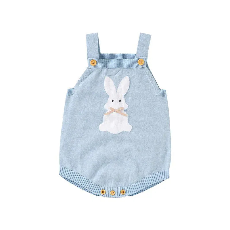 Knitted Bunny Baby Romper – Soft Cotton Spring & Autumn Outfit (0–24M) - Mimou Babywear