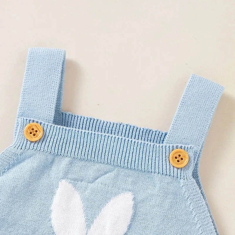 Knitted Bunny Baby Romper – Soft Cotton Spring & Autumn Outfit (0–24M) - Mimou Babywear
