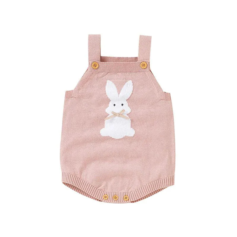 Knitted Bunny Baby Romper – Soft Cotton Spring & Autumn Outfit (0–24M) - Mimou Babywear