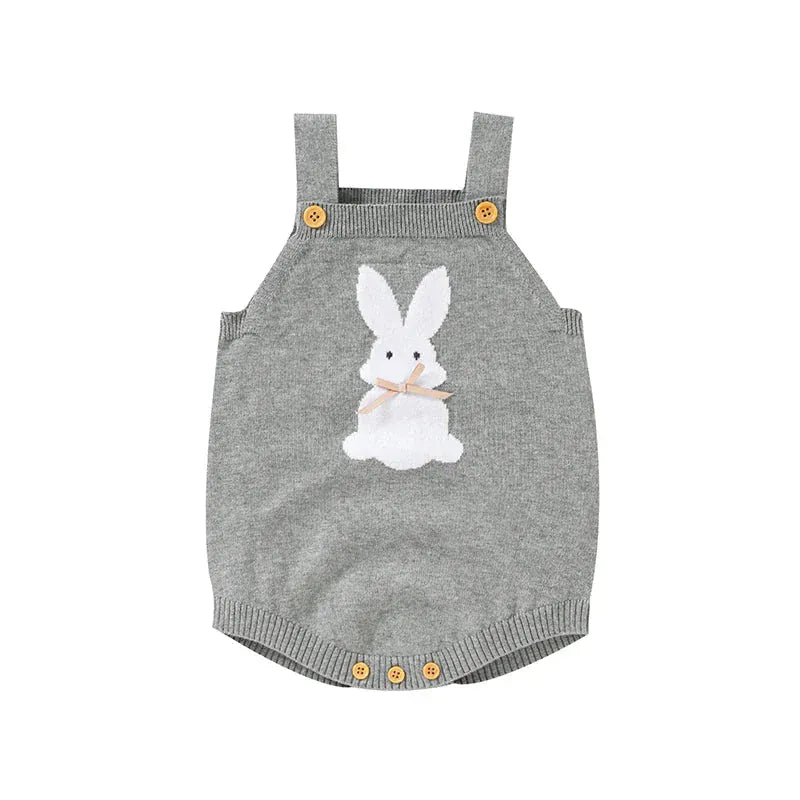Knitted Bunny Baby Romper – Soft Cotton Spring & Autumn Outfit (0–24M) - Mimou Babywear