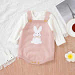 Knitted Bunny Baby Romper – Soft Cotton Spring & Autumn Outfit (0–24M) - Mimou Babywear