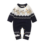 Knitted Christmas Baby Romper – Warm Reindeer Jumpsuit (3 - 24M) - Mimou Babywear