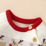 Knitted Christmas Baby Romper – Warm Reindeer Jumpsuit (3 - 24M) - Mimou Babywear