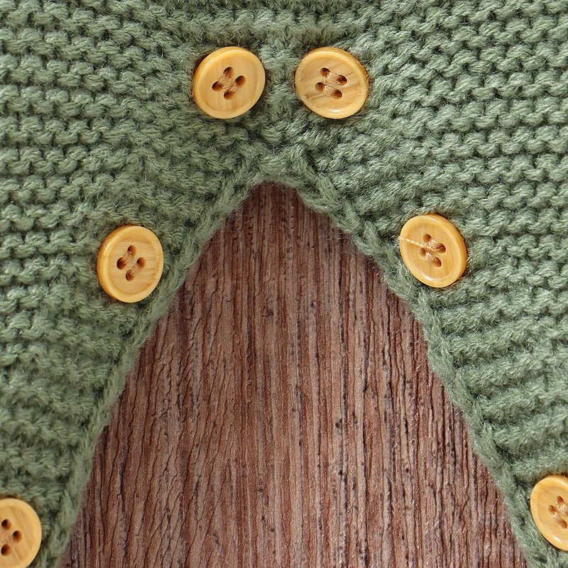 Knitted Striped Baby Romper – Warm Footed Jumpsuit (0–9M) - Mimou Babywear