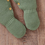 Knitted Striped Baby Romper – Warm Footed Jumpsuit (0–9M) - Mimou Babywear