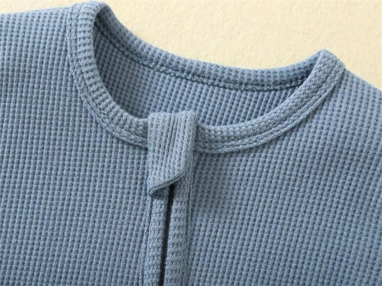 Organic Waffle Zip - Up Sleepsuit (0 - 12 Months) - Mimou Babywear