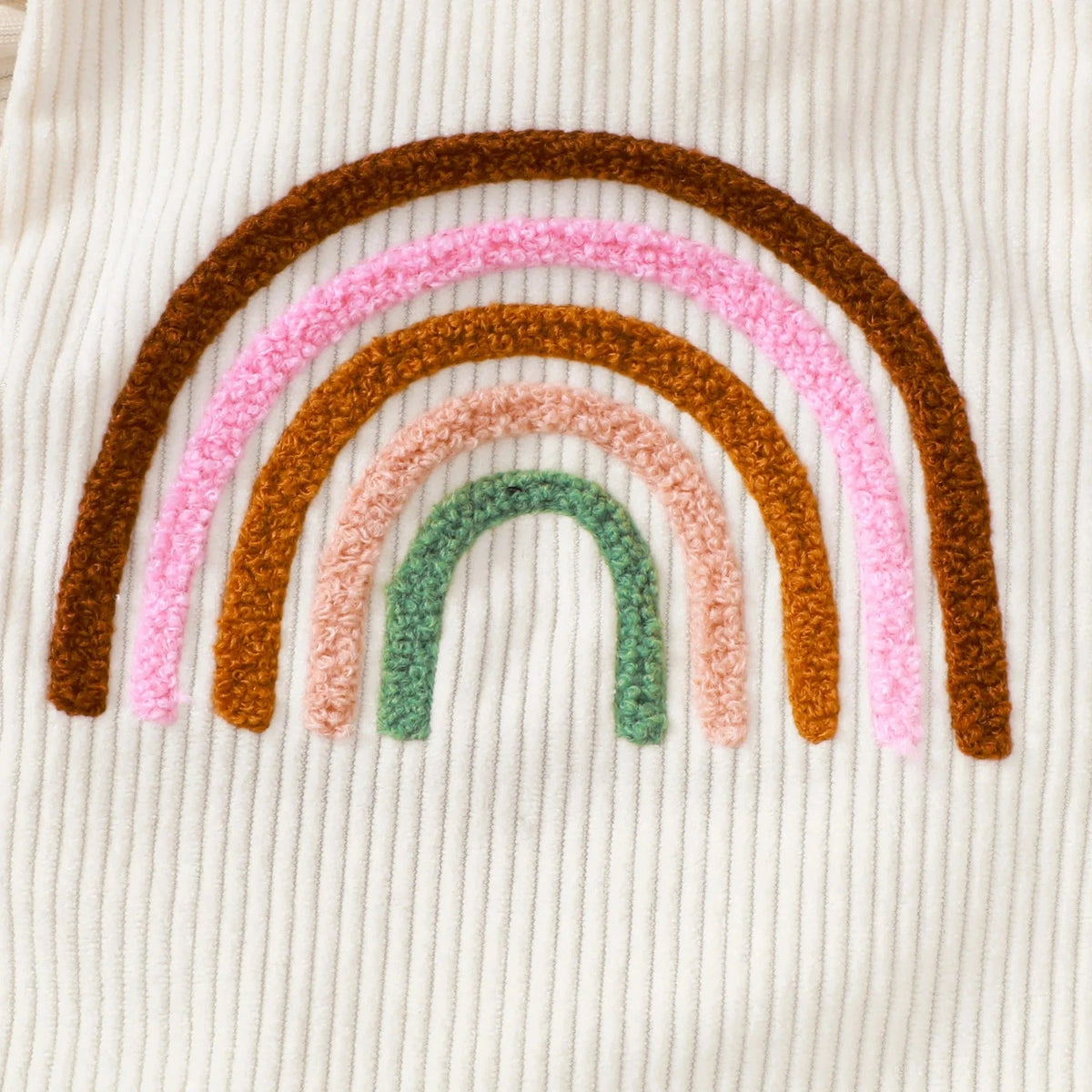 Rainbow Embroidered Baby Romper – Sleeveless Ruffled Straps + Matching Headband (0 - 12M) - Mimou Babywear