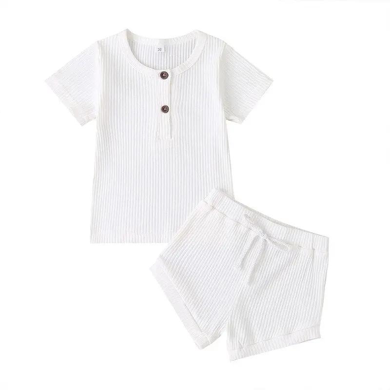 Ribbed Knit Tee & Shorts Set (2 - Piece, 0 - 24M) - Mimou Babywear