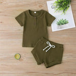 Ribbed Knit Tee & Shorts Set (2 - Piece, 0 - 24M) - Mimou Babywear