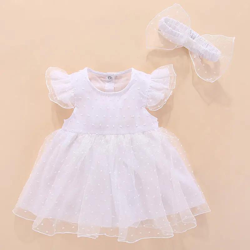 Short - Sleeve Princess Romper Dress (3 - 24 Months) - Mimou Babywear