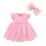 Short - Sleeve Princess Romper Dress (3 - 24 Months) - Mimou Babywear