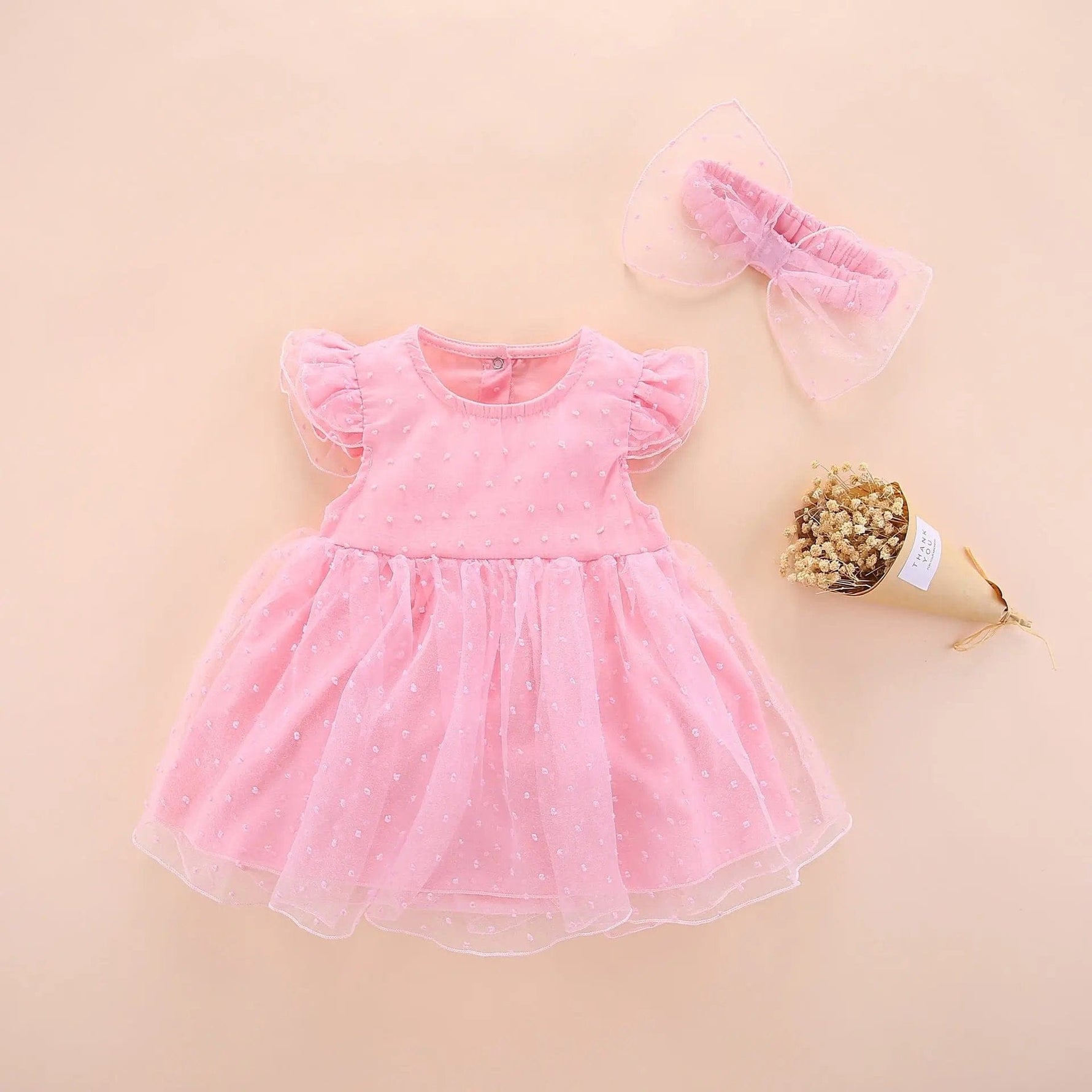 Short - Sleeve Princess Romper Dress (3 - 24 Months) - Mimou Babywear