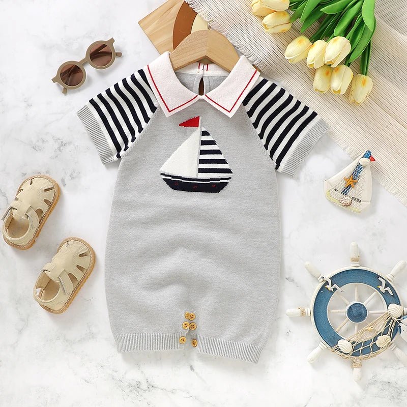 Summer Knit Short - Sleeve Jumpsuit (0 - 18 Months) - Mimou Babywear