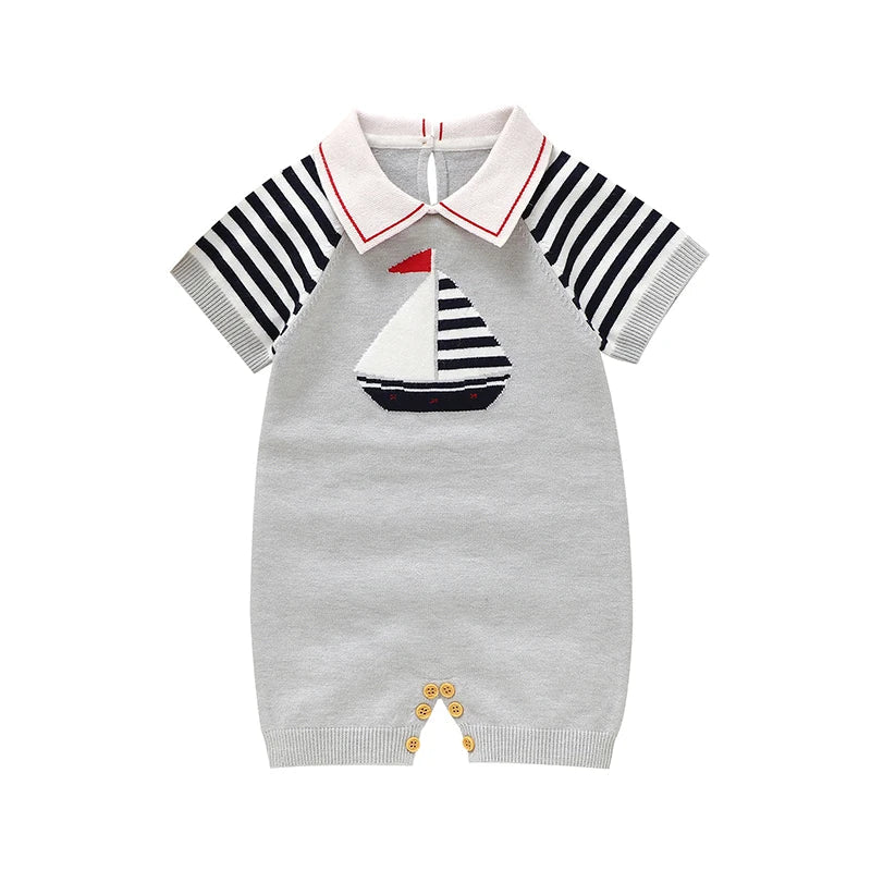 Summer Knit Short - Sleeve Jumpsuit (0 - 18 Months) - Mimou Babywear