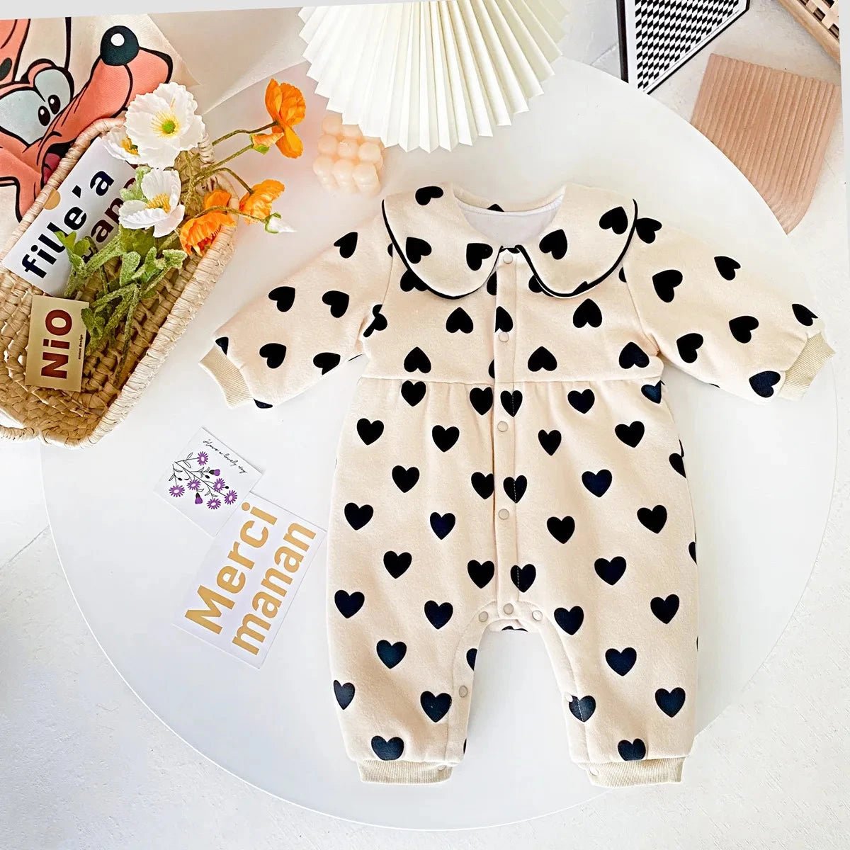 Sweetheart Cotton Winter Romper (3 - 18 Months) - Mimou Babywear