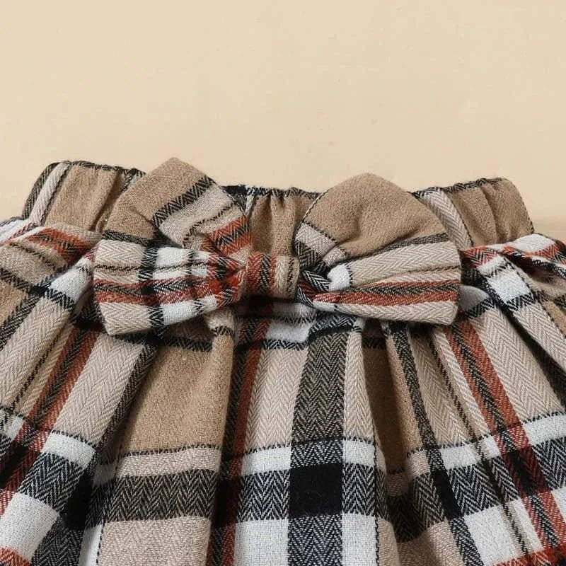 Teddy Bear Plaid Bow Romper (3 - 24 Months) - Mimou Babywear